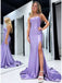 Elegant Spaghetti Straps Side Slit Mermaid Long Evening Prom Dresses,MB114