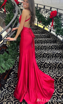Sexy Red Plunging Sheath Evening Gown Maxi Long Formal Dresses Prom Dresses ,MB478