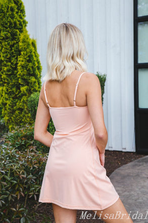 Sexy Cute Simple Pink Spaghetti Straps A-Line Short Homecoming Dresses, HD317