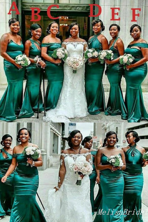 Mismatched Green Mermaid Long Bridesmaid Dresses ,BD204