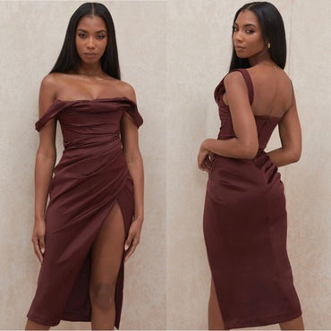 Sexy Brown Spaghetti Straps Mermaid Pleats Long Evening Prom Dresses,MB07