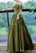 Gorgeous Off Shoulder Green Lace up Back A-line Long Party Dress Prom Dresses,MB1053