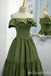 Gorgeous Off Shoulder Green Lace up Back A-line Long Party Dress Prom Dresses,MB1053