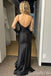 Sexy Black Spaghetti Straps Open Back Mermaid Long Party Dress Prom Dresses,MB1054