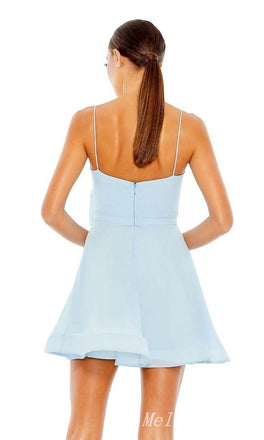 Light Blue Spaghetti Straps V Neck A-Line Graduation Party Short Homecoming Dresses, HD451