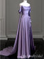 Elegant Purple Off the Shoulder A-line Party Dress Long Prom Dresses to Impress,MB1003