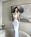 Sexy Unique Halter White Lace Up Back Sleeveless Mermaid Evening Long Prom Dresses,MB65