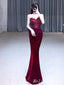 Sexy Unique Dark Red Sweetheart Sleeveless Pleats Mermaid Evening Long Prom Dresses,MB68