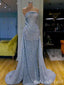 Sparkle Blue Sheath Evening Gown Long Evening Party Prom Dresses,MB859