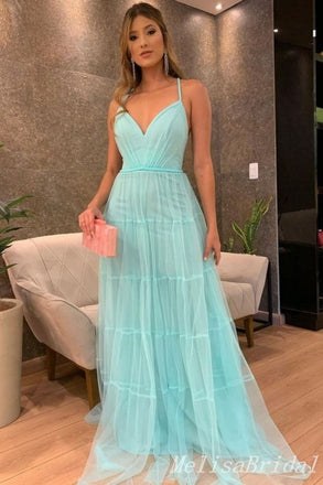 Mint Green Spaghetti Straps Sweetheart Evening Gown Long Evening Party Prom Dresses,MB860