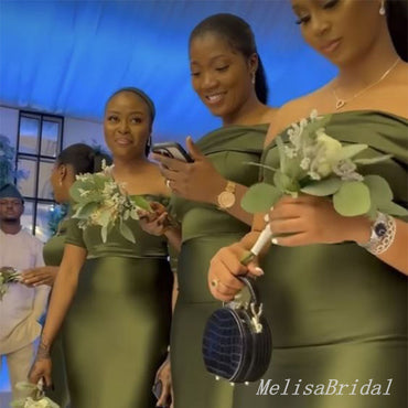 Sexy Elegant Green Mermaid Strapless Cheap Long Bridesmaid Dresses,BD191