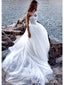 Elegant White Strapless Tulle A-Line Long Wedding Dresses,WD37