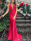 Sexy Red Plunging Sheath Evening Gown Maxi Long Formal Dresses Prom Dresses ,MB478