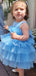 Elegant Blue Tulle A-Line Cheap Simple Long Flower Girl Dresses,FG52