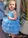 Elegant Blue Tulle A-Line Cheap Simple Long Flower Girl Dresses,FG52