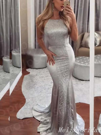 Sexy Sparkle Mermaid Evening Gown Maxi Long Formal Dresses Prom Dresses With Trailing,MB427