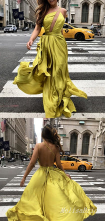 Elegant Unique One Shoulder Open Back A-Line Evening Gown Maxi Long Formal Dresses Prom Dresses With Trailing,MB428