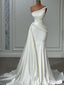 Ivory One Shoulder Mermaid Evening Gown Long Evening Party Prom Dresses,MB861