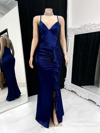 Blue Mermaid Spaghetti Straps Evening Gown Maxi Long Evening Party Prom Dresses ,MB676