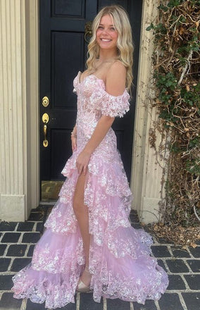 Popular Pink Mermaid Off-shoulder Long Formal Dress to Impress,MB11075