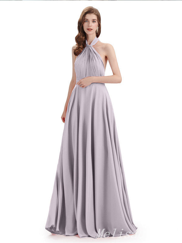 Halter Lilac A-line Evening Gown Long Evening Party Prom Dresses,MB864