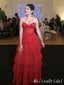 Strapless Red Sweetheart Tiered A-line Long Prom Dresses to Impress ,MB926