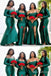 Mismatched Green Mermaid Long Sleeves Long Bridesmaid Dresses with Slit,BD237