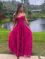 Strapless Hot Pink Sweetheart A-line Long Prom Dresses to Impress ,MB927