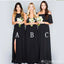 Mismatched Black Sheath Long Bridesmaid Dresses,BD238