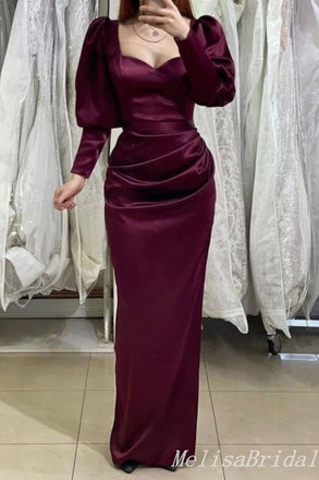 Stylish Long Sleeves Sweetheart Mermaid Evening Gown Maxi Long Evening Party Prom Dresses,MB681