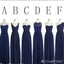 Blue Mismatched Sheath Chiffon Long Bridesmaid Dresses ,BD240