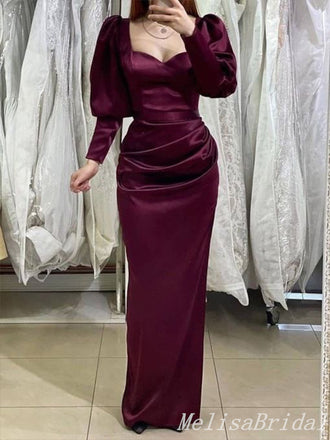 Stylish Long Sleeves Sweetheart Mermaid Evening Gown Maxi Long Evening Party Prom Dresses,MB681