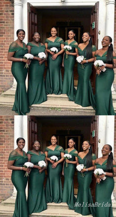 Illusion Green Mermaid Long Bridesmaid Dresses ,BD241