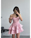 Elegant Pink Ruffles Pleats Mermaid Cheap Simple Short Homecoming Dresses, HD70