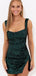 Elegant Dark Green Spaghetti Straps Sheath Sequin Cheap Simple Short Homecoming Dresses, HD112