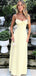 Elegant Yellow Strapless Spaghetti Straps Pleats Simple Cheap Prom Dresses,MB92