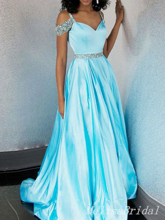 Sexy Elegant Beading A-line Ruched Sweetheart Evening Gown Long Prom Dresses,MB264