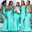 Mismached Elegant Green Square Simple Cheap Mermaid Long Bridesmaid Dresses ,BD156