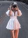 Elegant White Off Shoulder Ruffle V Neck Short Homecoming Dresses,HD17