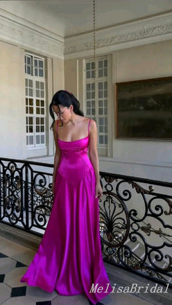 Elegant Spaghetti Straps Straight Neck A-line Long Prom Dresses to Impress ,MB931