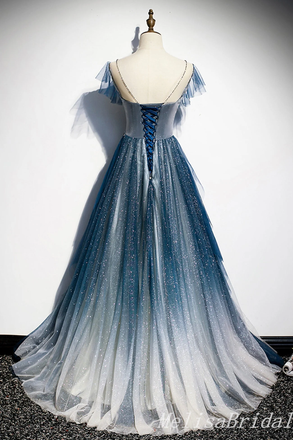 Stylish Embroidery Illusion Lace Up Back A-Line Evening Gown Maxi Long Evening Party Prom Dresses,MB683