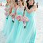 Elegant Unique A-line Halter Tulle Long Bridesmaid Dresses,BD194