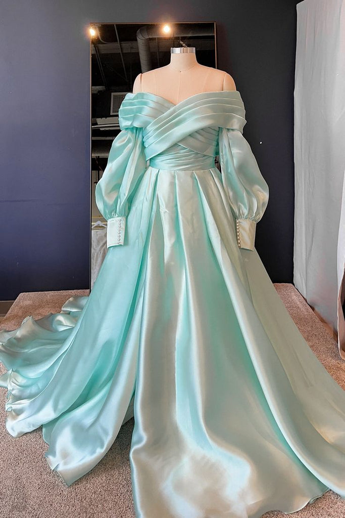 Elegant Blue Strapless A-line Long Party Dress Prom Dresses,MB1070