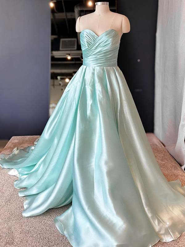 Elegant Blue Strapless A-line Long Party Dress Prom Dresses,MB1070