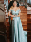 Elegant Shiny Blue Off Shoulder Sweetheart A-line Long Party Dress Prom Dresses,MB1071