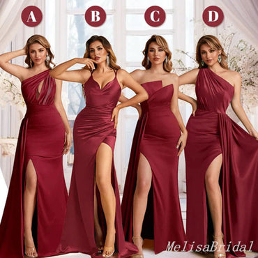 Stylish Mismatched Burgundy Long Bridesmaid Dresses ,BD248