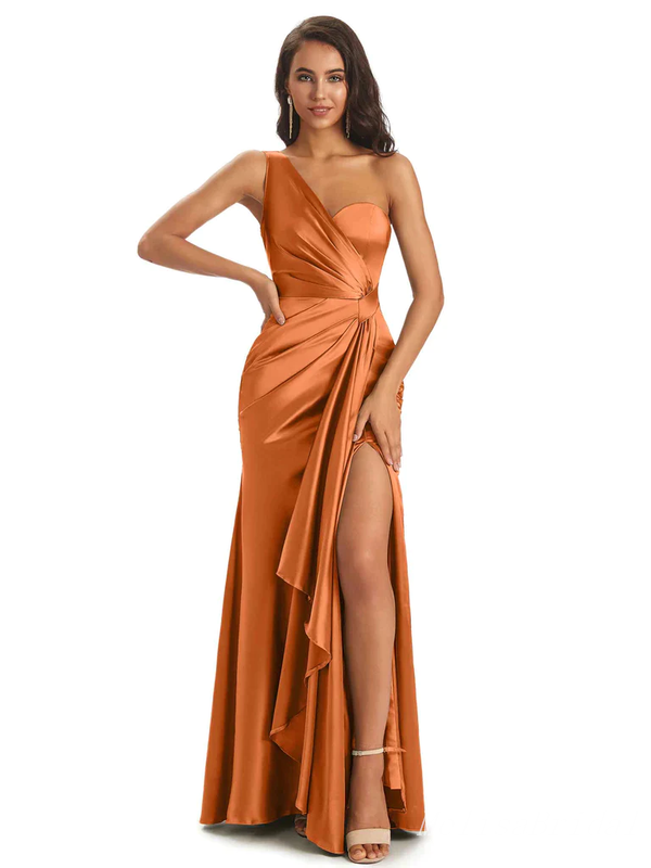 Stylish Mismatched Orange Long Bridesmaid Dresses ,BD250