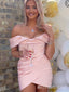 Sexy Unique Pink Mermaid Off Shoulder Pleats Homecoming Dresses Tight, HD228