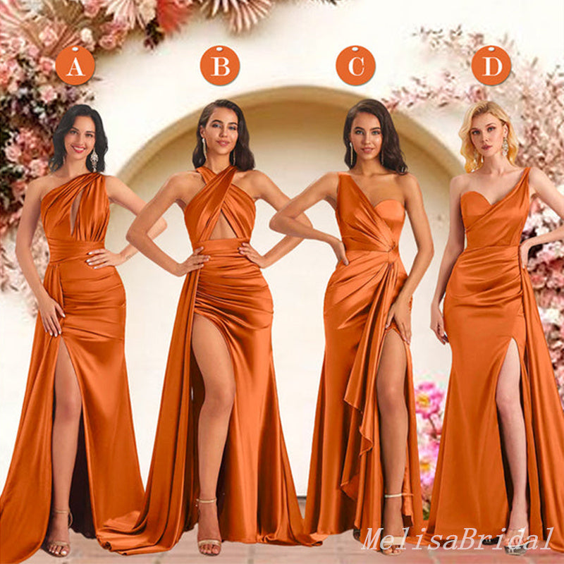 Stylish Mismatched Orange Long Bridesmaid Dresses ,BD250