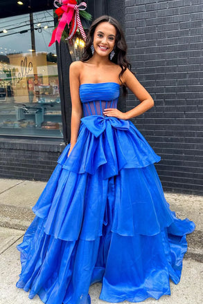 Gorgeous Blue A-line Straight Across  Long Formal Dress to Impress,MB11020